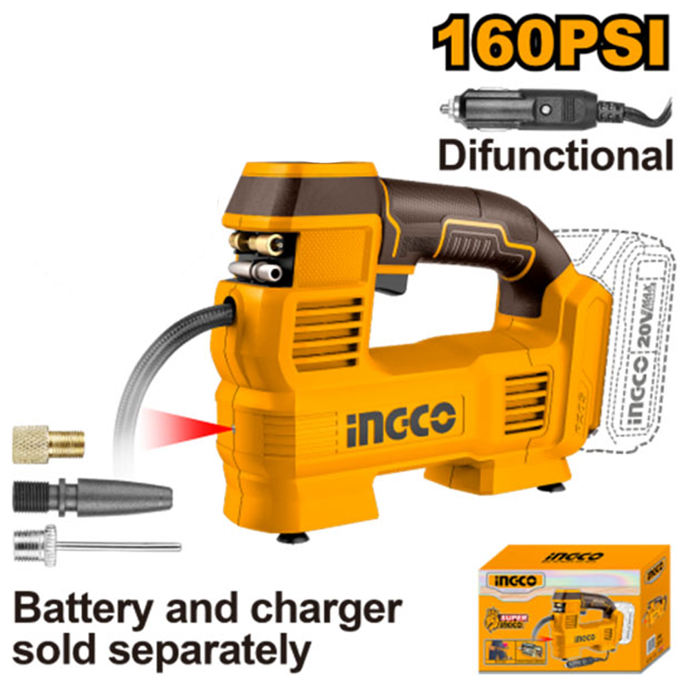 Ingco CACLI2012 Cordless Auto Air Compressor 20V (Bare) | Ingco by KHM Megatools Corp. Main image