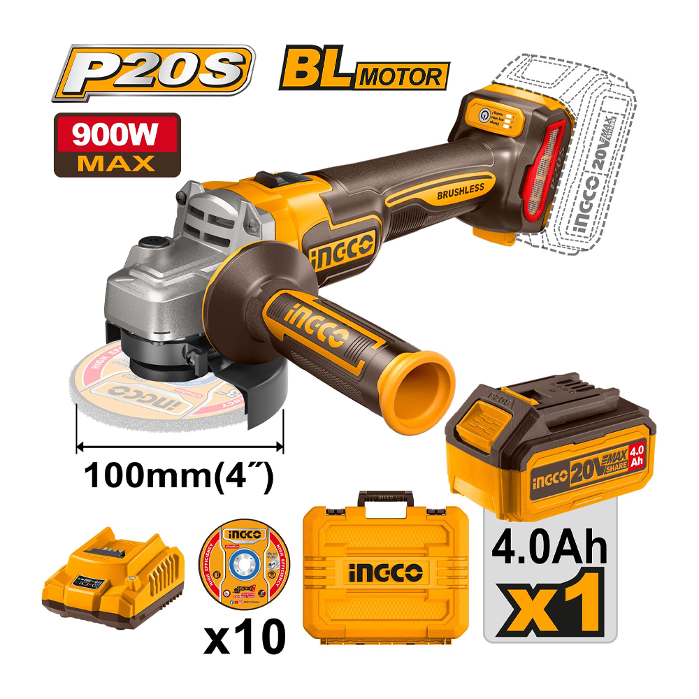 Ingco CAGLI211041 Li-Ion Angle Grinder 20V 4.0AH Secondary image