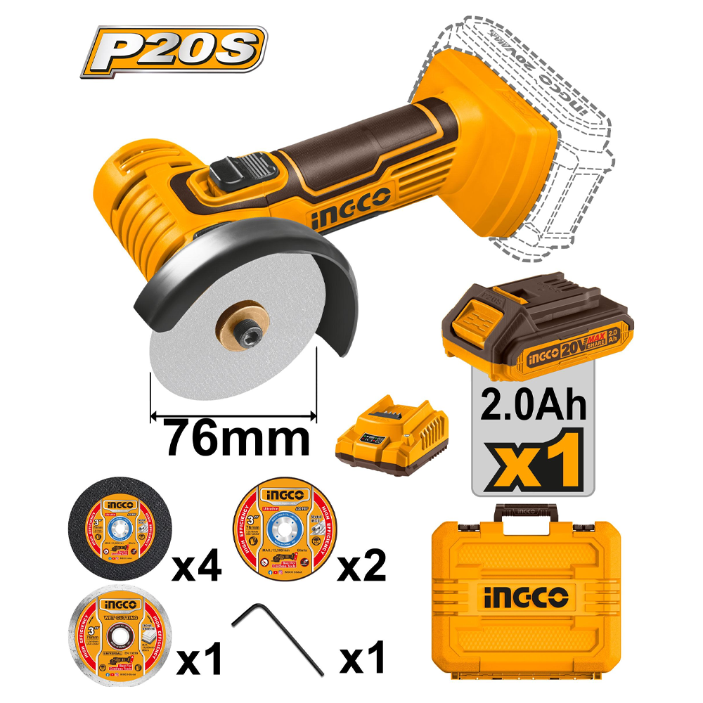Ingco CAGLI76012 Li-Ion Mini Cut-Off Tools 20V 2.0AH Secondary image