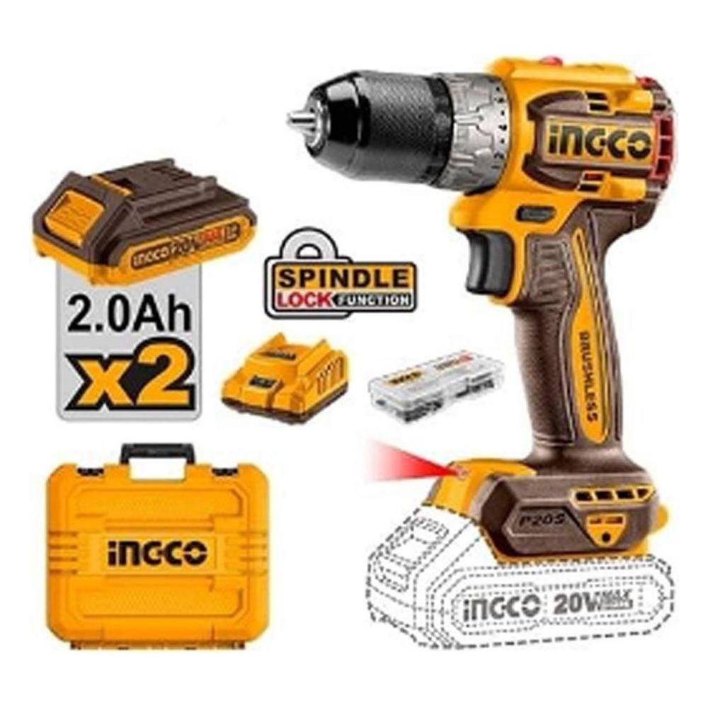 Ingco CDLI20602 Li-Ion Compact Cordless Drill Brushless 20V Secondary image