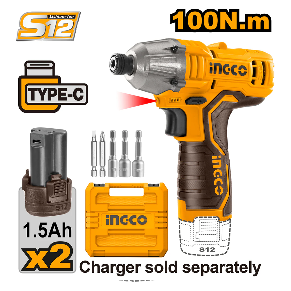 Ingco CIRLI12015 Cordless Li-Ion Impact Driver 12V 1.5AH Secondary image