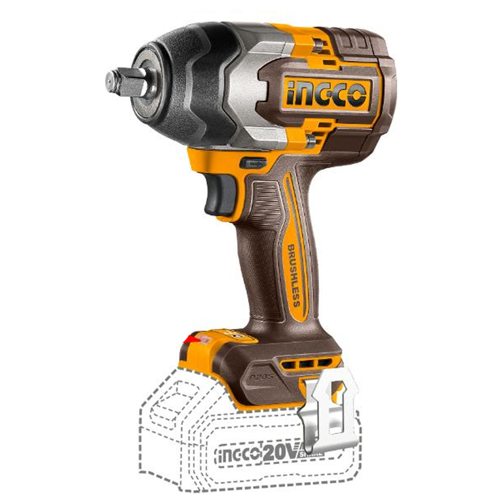 Ingco CIWLI20851 Cordless Li-Ion BL Impact Wrench 1/2" DR. 20V (Bare) | Ingco by KHM Megatools Corp. Main image