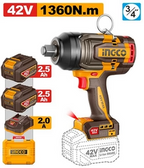 Ingco CIWLI421362 Cordless AI Impact Wrench 42V 1360Nm 3/4" Dr. [Kit]