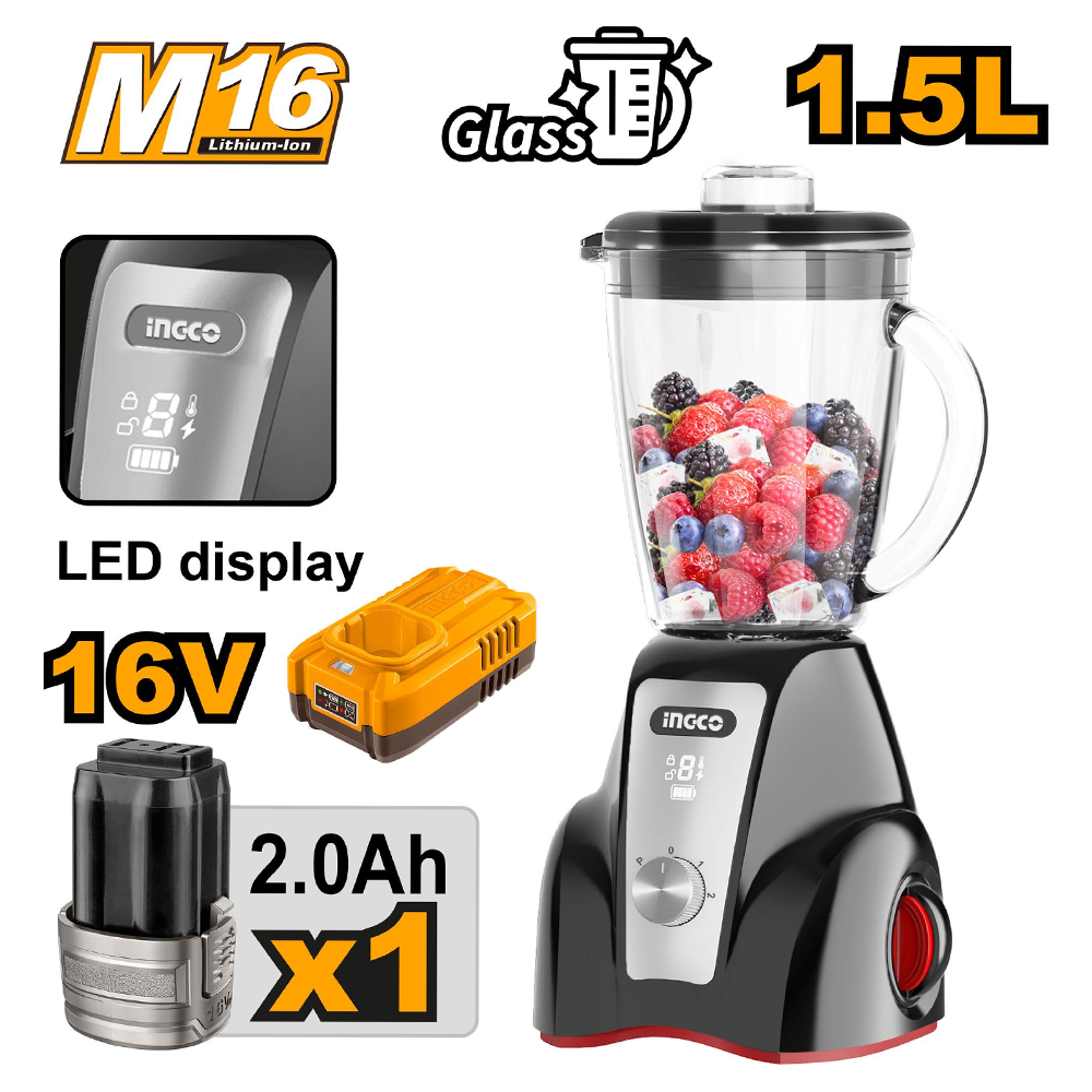 Ingco CJB052K Cordless Stand Blender 1.5L 16V 2.0AH Secondary image