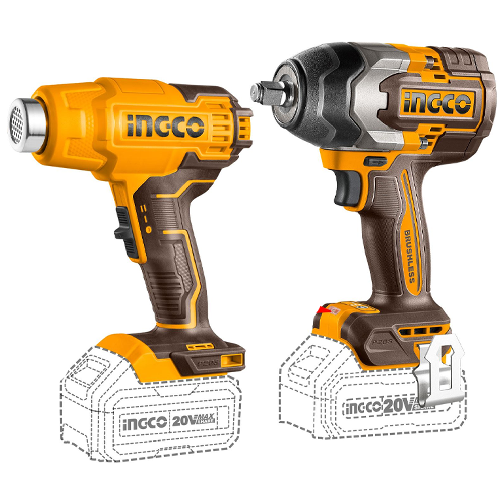 Ingco COSLI240489 Cordless Impact Wrench and Heat Gun 20V 4.0AH | Ingco by KHM Megatools Corp. Main image