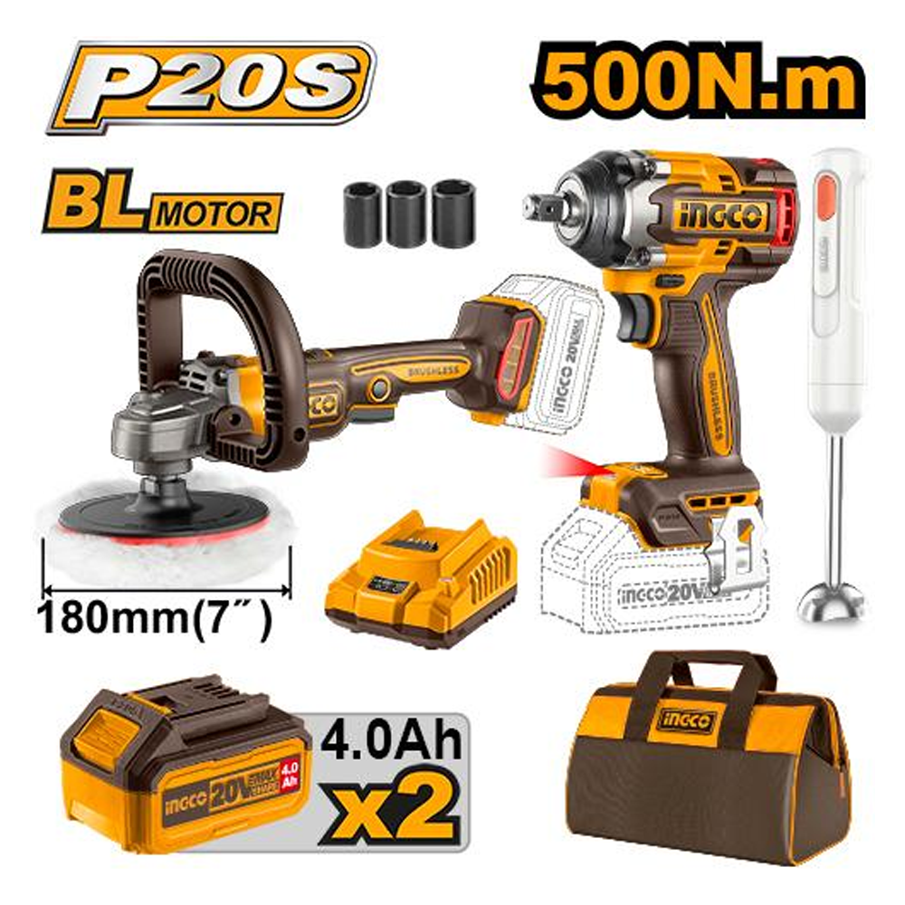 Ingco COSLI240686 Cordless Power Tools Combo Kit 3PCS 20V 4.0AH Secondary image