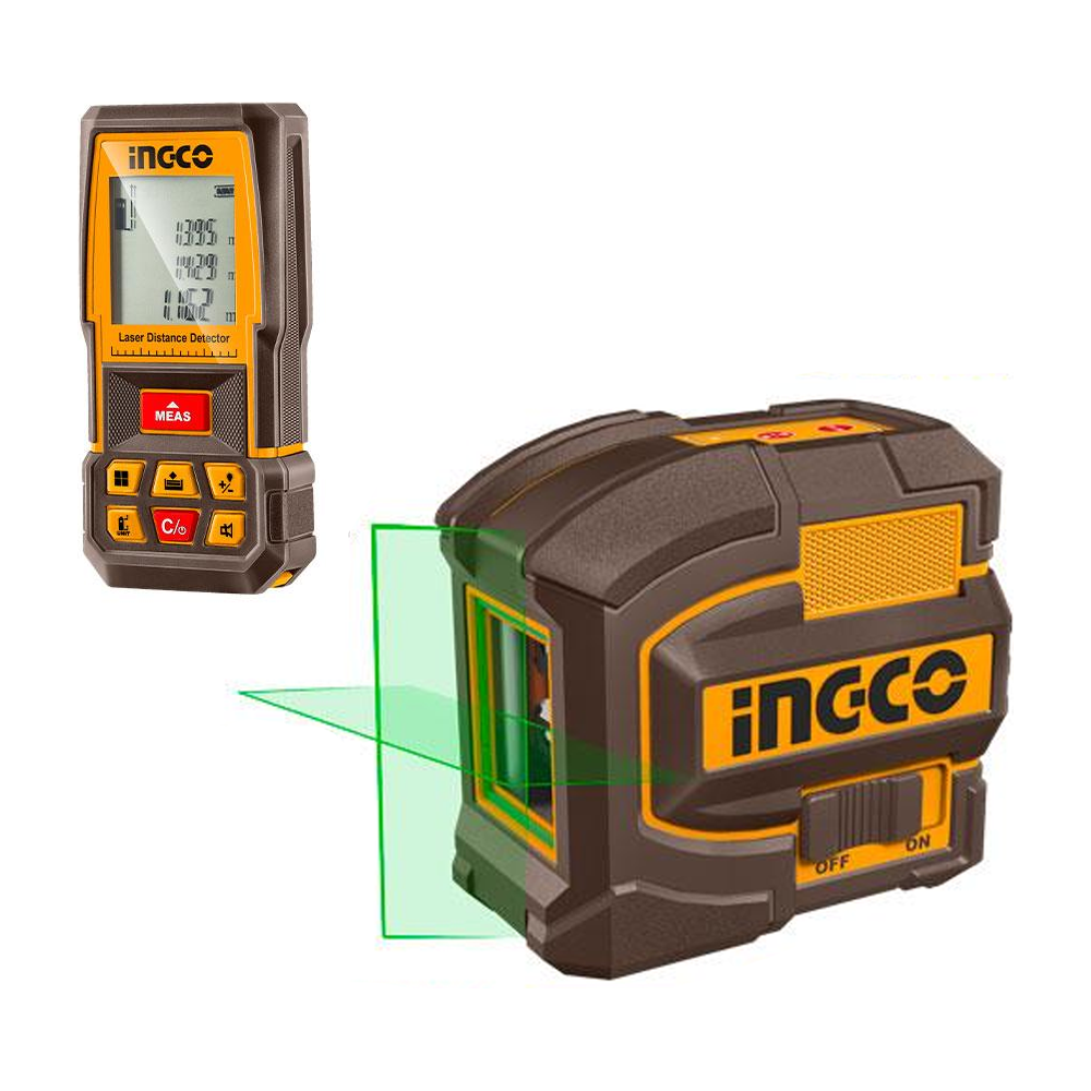 Ingco COSLL0401 Laser Level And Distance Measuring Kit 2PCS | Ingco by KHM Megatools Corp. Main image