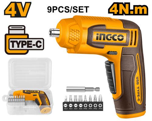 Ingco CSDLI0458 Cordless Li-Ion Screwdriver Set 4V 9PCS