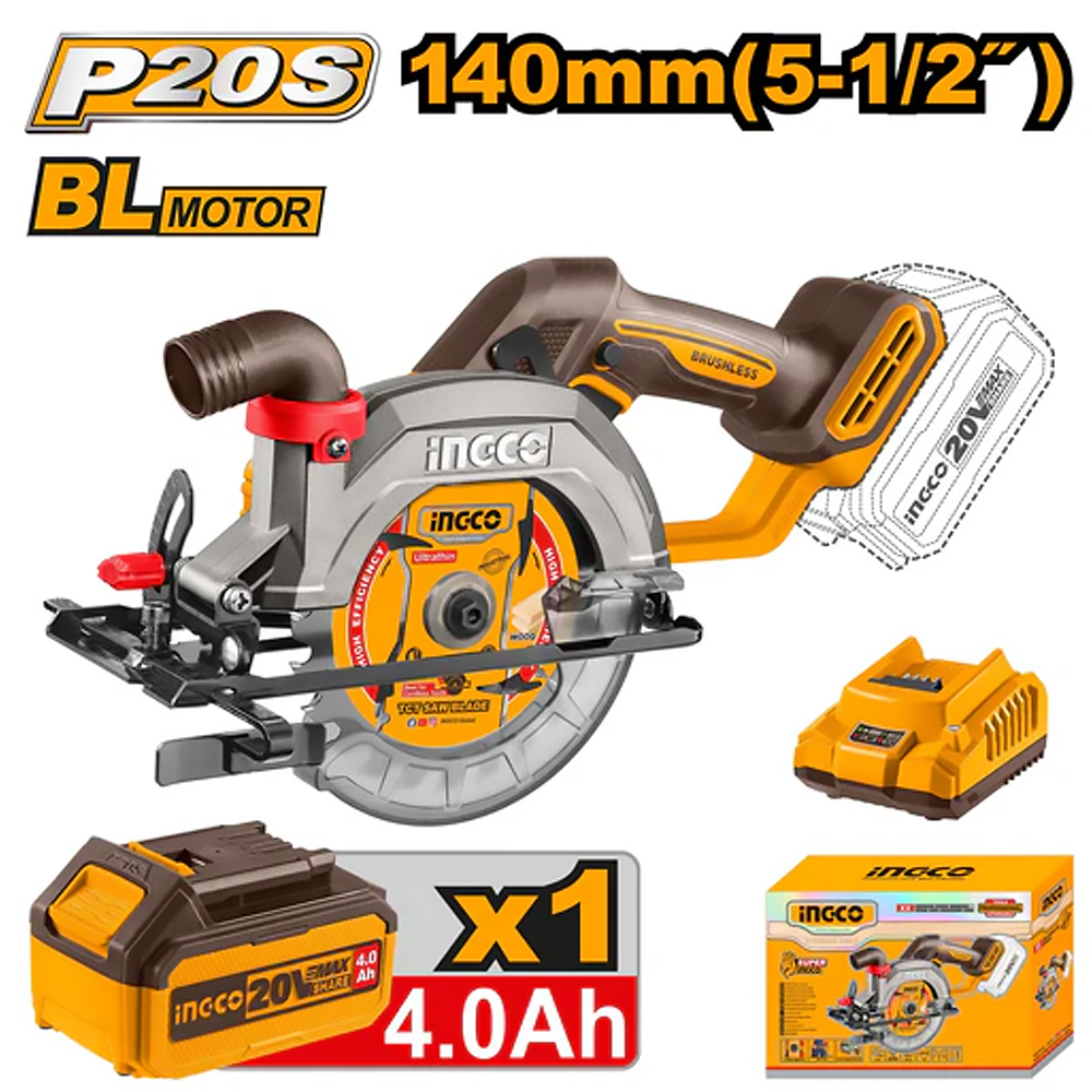 Ingco CSLI14021 20V Cordless Circular Saw
