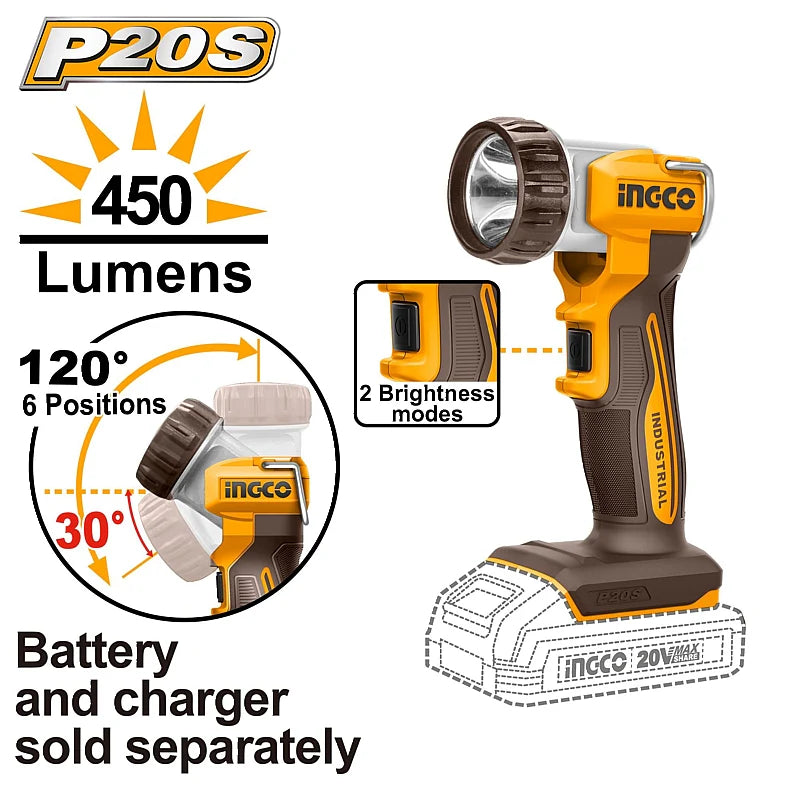 Ingco CWLI2058 Li-Ion Work Lamp 20V (Bare) Secondary image