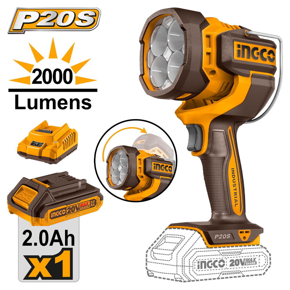 Ingco CWLI20881 Cordless Work Lamp / Flashlight 20V 2.0AH Secondary image