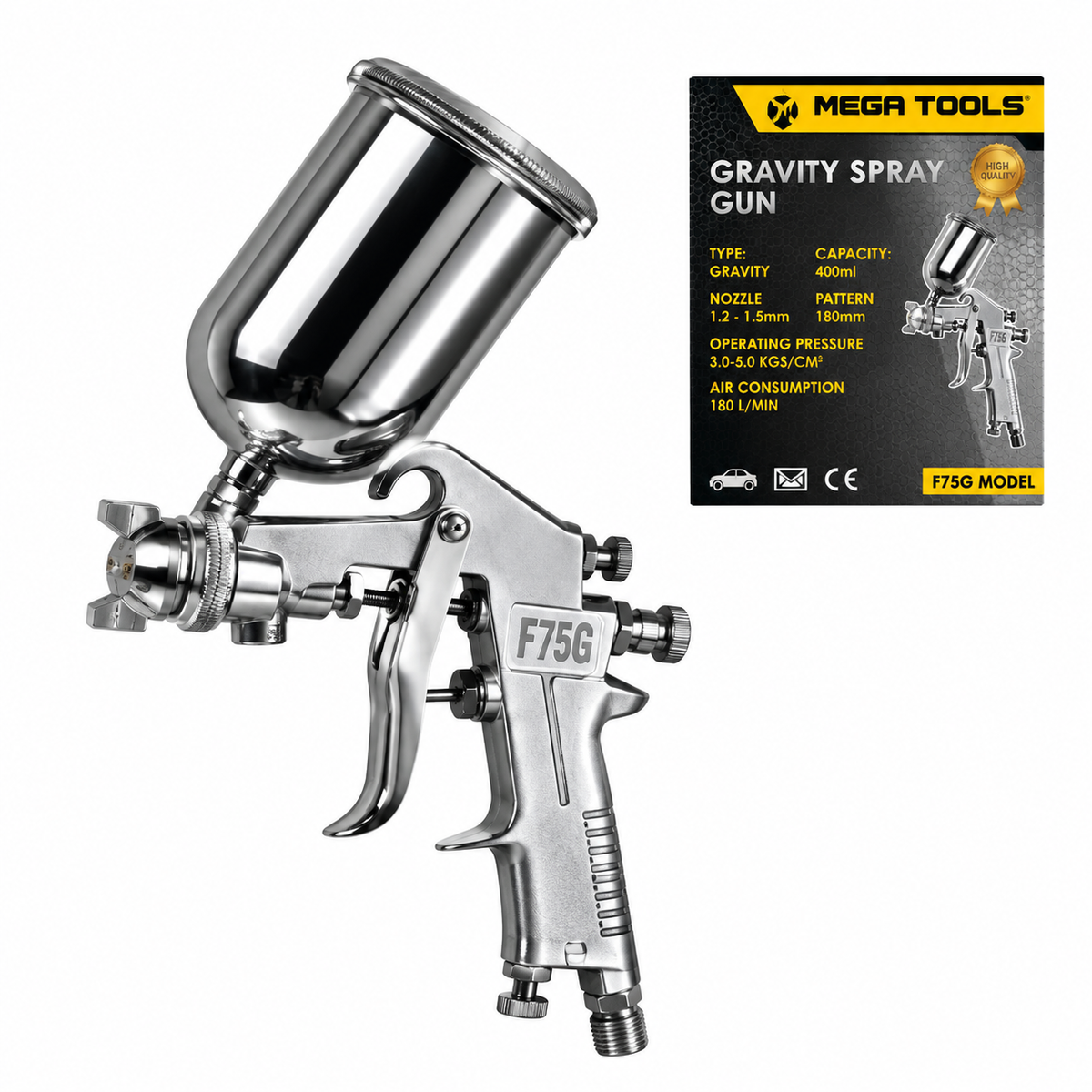 Megatools MSGF75G Gravity Paint Spray Gun 400ml - ToolsSavvy.ph Main image