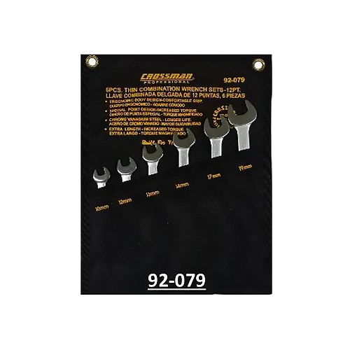 Crossman 92-079 Thin Combination Wrench Set 10-19mm 6pcs - ToolsSavvy.ph