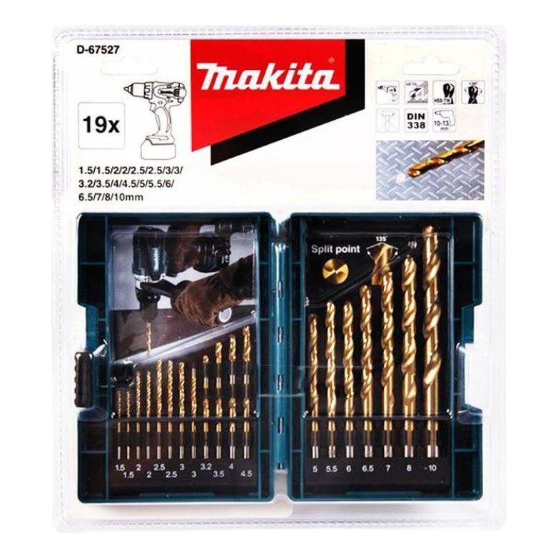 Makita D-67527 19pcs HSS-Tin Metal Drill Bit Set (1.5-10mm) - KHM Megatools Corp. Main image
