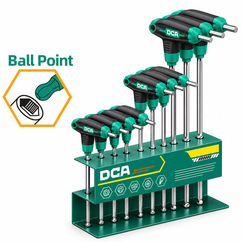 DCA A09F0102 T-Handle Ball Point Hex Wrench Set 8Pcs