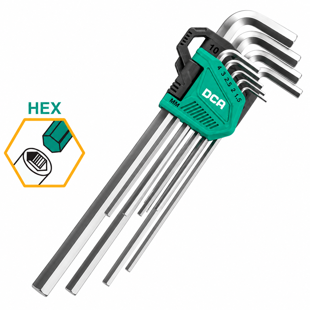DCA A09C0103 Extra Long Hex Key Wrench Set 9pcs