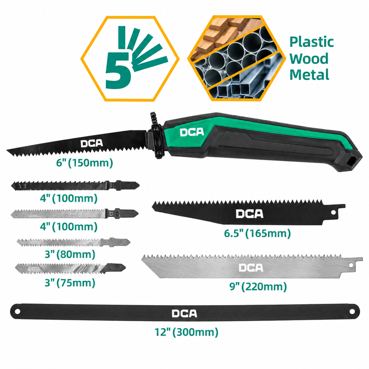 DCA A23C0601 Quick-Release Hand Saw Set 8in1