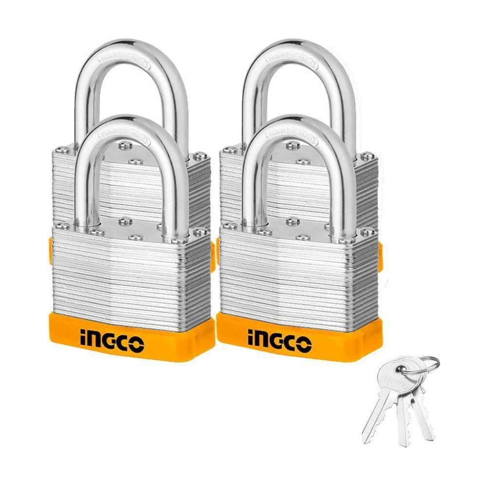 Ingco DLPK05004 Laminated Padlock 4pcs Key-Alike - KHM Megatools Corp. Main image