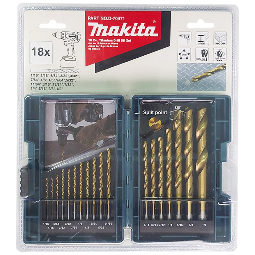 Makita D-70471 HSS-Tin Metal Impact Drill Bit Set 18Pcs Secondary image