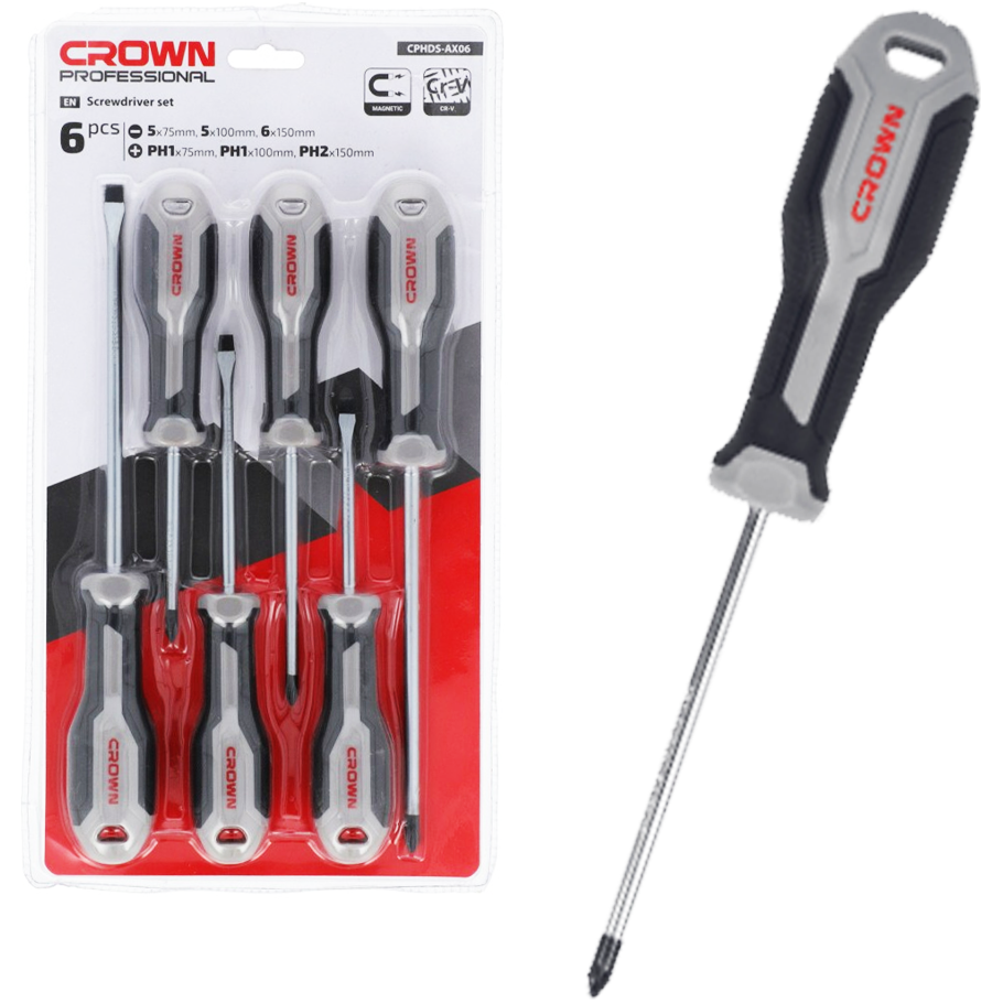 Crown CPHDS-AX06 Philips Screwdriver Set 6Pcs | Crown by KHM Megatools Corp. Main image