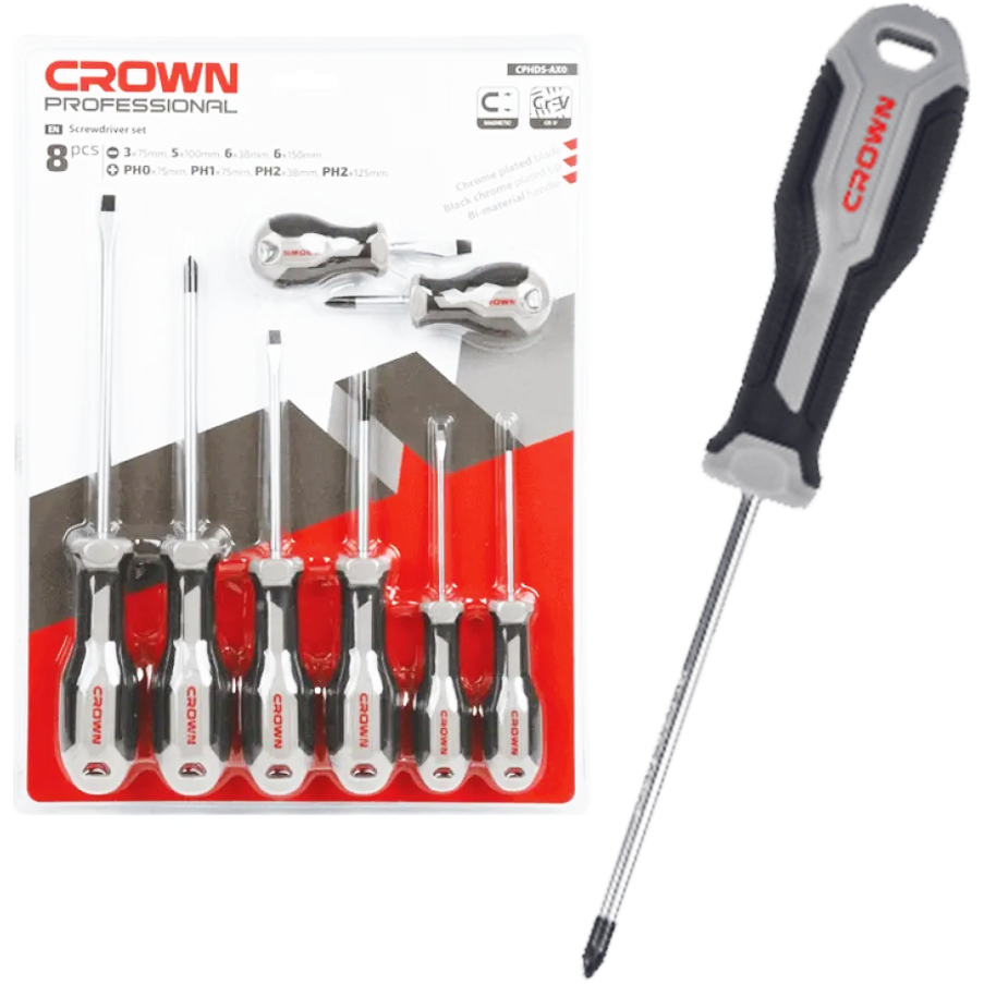 Crown CPHDS-AX08 Screwdriver Set 8Pcs | Crown by KHM Megatools Corp. Main image