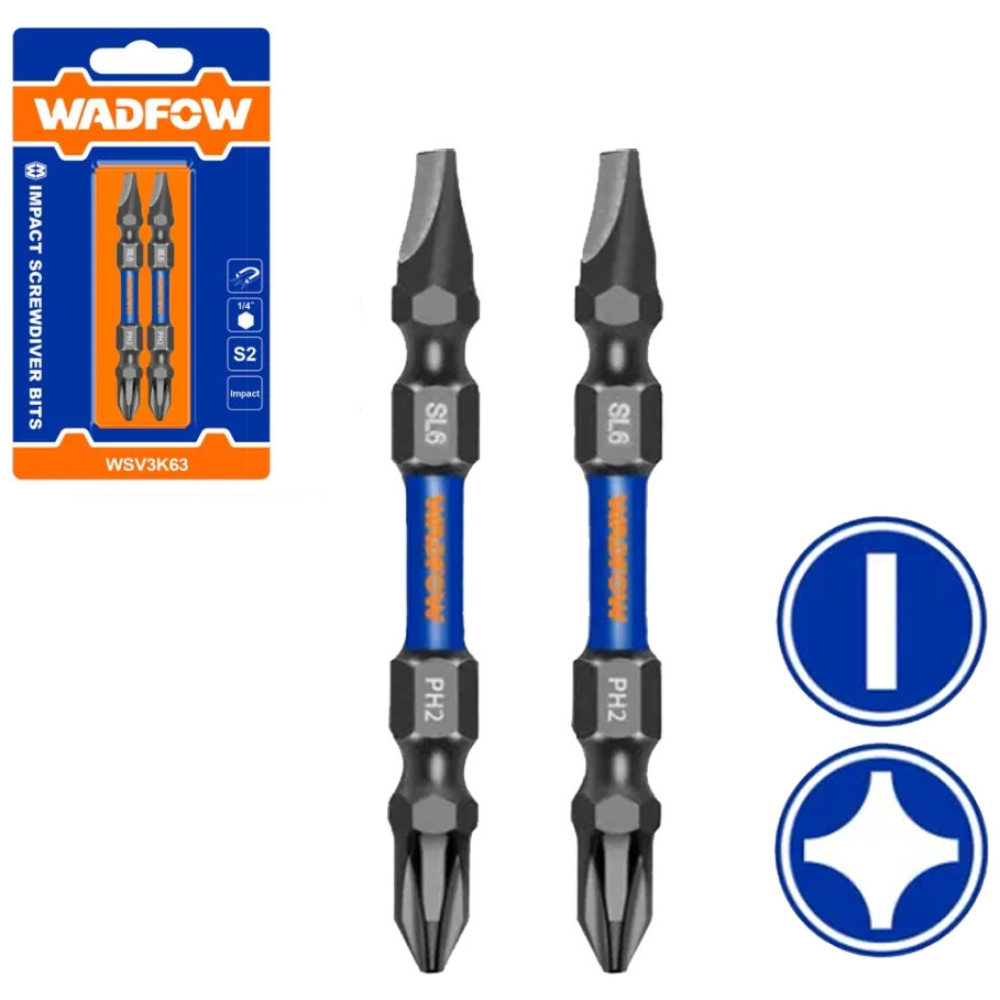 Wadfow WSV3K63 Impact Screwdriver Bit PH2,SL6 65MM | Wadfow by KHM Megatools Corp.