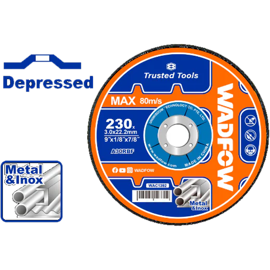 Wadfow WAC1373 Abrasive Metal Grinding Disc 7" (Depressed) Secondary image