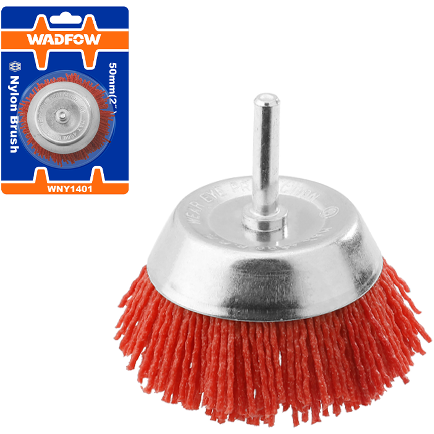 Wadfow WNY1402 Nylon Cup Brush 3" with 1/4" Shank | Wadfow by KHM Megatools Corp. Main image