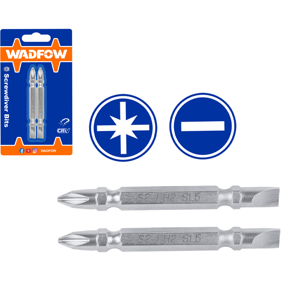 Wadfow WSV0K21 Screwdriver Bit SL6, PZ2 65MM | Wadfow by KHM Megatools Corp. Main image