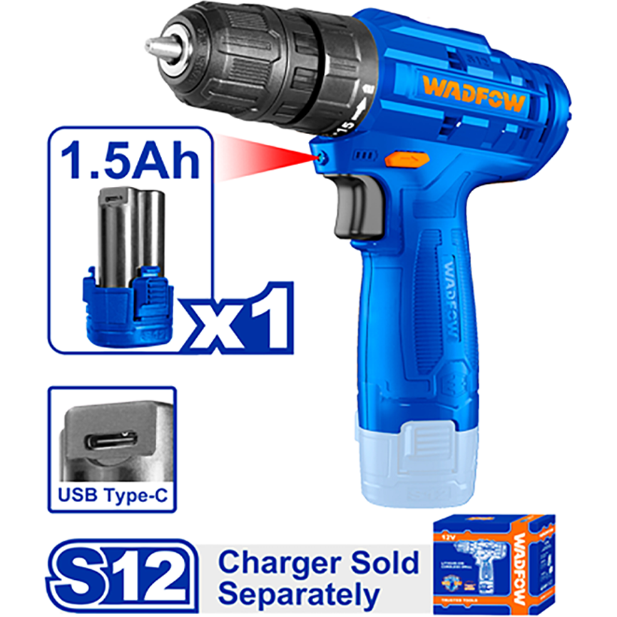 Wadfow WCDS510 Li-Ion Cordless Drill 12v 1.5AH Secondary image