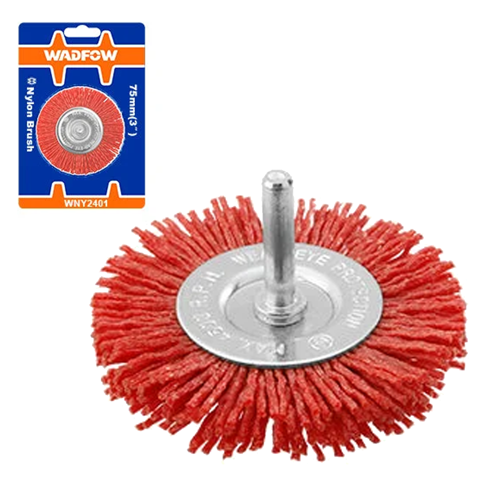 Wadfow WNY2402 Circular Nylon Brush 4" with 1/4" Shank | Wadfow by KHM Megatools Corp. Main image