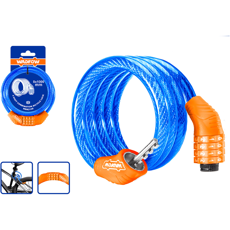 Wadfow WBK1115 / WBK2108 4-Digit Combination Bicycle Cable Lock Secondary image