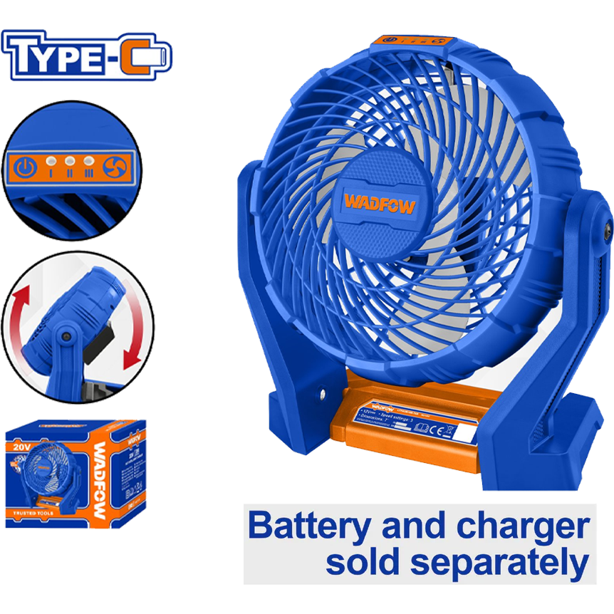 Wadfow WLF1507 Li-Ion Cordless Fan 12V Secondary image