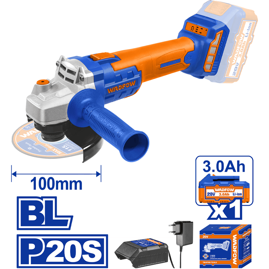 Wadfow WLAPM11 Li-Ion Angle Grinder 20V Secondary image