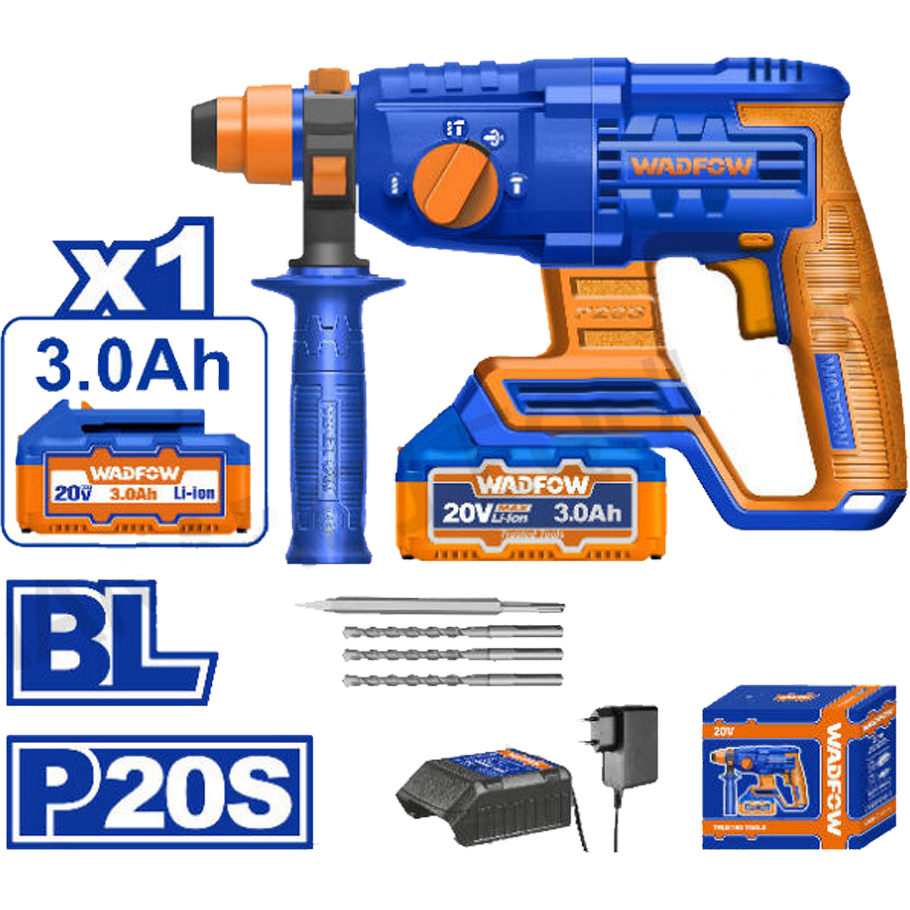 Wadfow WLM1522 Li-Ion Rotary Hammer 3.0AH 20V | Wadfow by KHM Megatools Corp.
