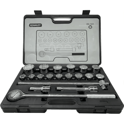 Stanley 89-101 3/4" Drive Socket Wrench Set 19pcs (22-50mm) 12pts - KHM Megatools Corp. Main image