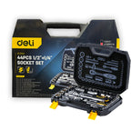 Deli EDL1044 Socket Set 1/2" + 1/4" 44pcs - ToolsSavvy.ph