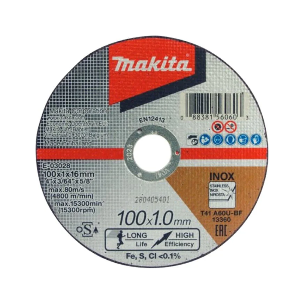 Makita E-03028 Cut Off Wheel Inox Stainless Steel 4" (Thin) | Makita by KHM Megatools Corp. Main image