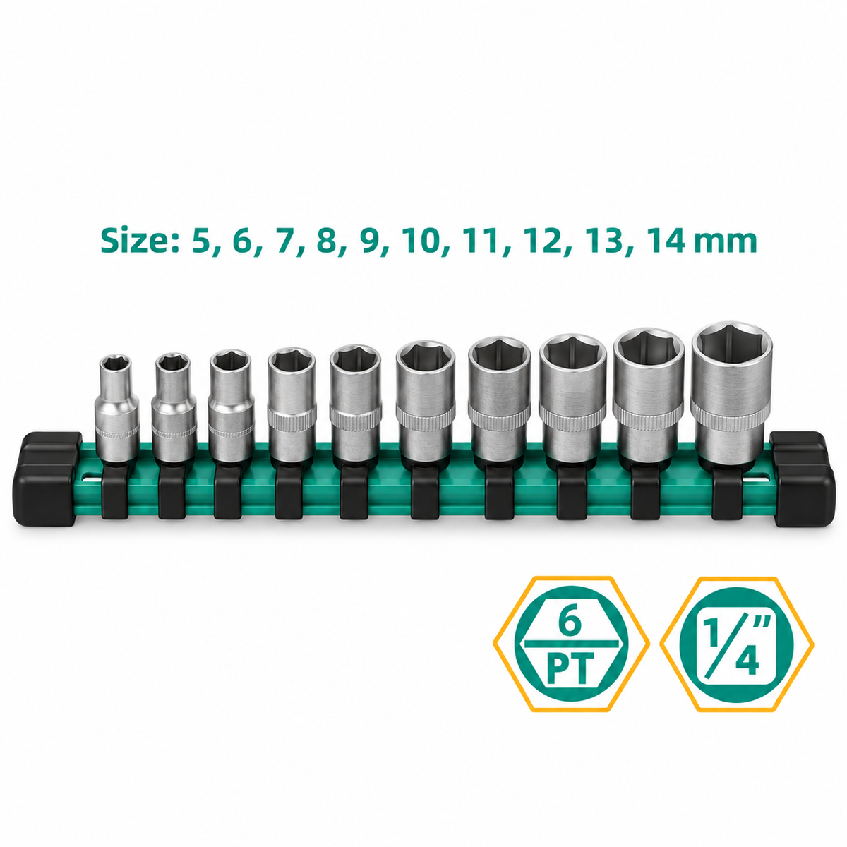 DCA A03E4401 Socket Wrench Set 10Pcs 1/4" Dr.