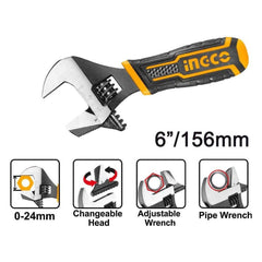 Ingco HADWS088 2-IN-1 Stubby Adjustable Wrench - KHM Megatools Corp.