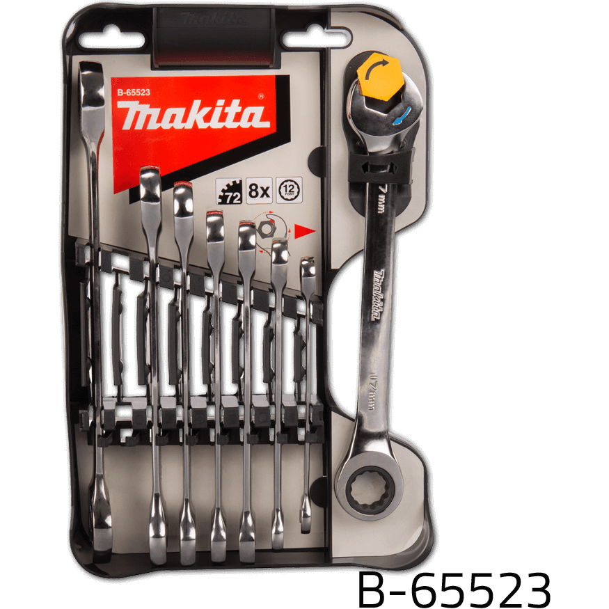 Makita B-65523 8pcs Double Ended Ratchet Wrench Set - KHM Megatools Corp. Main image