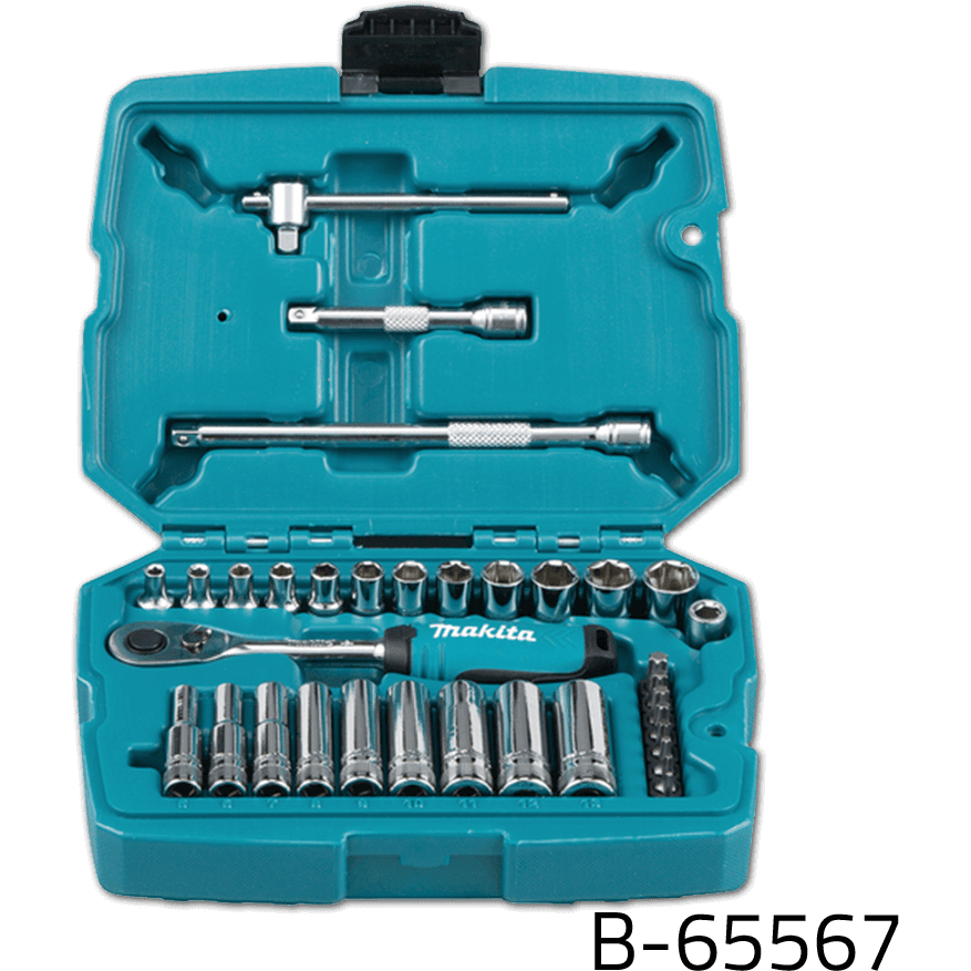 Makita B-65567 1/4" Dr. 34pcs Ratchet & Socket Wrench Set - KHM Megatools Corp. Main image