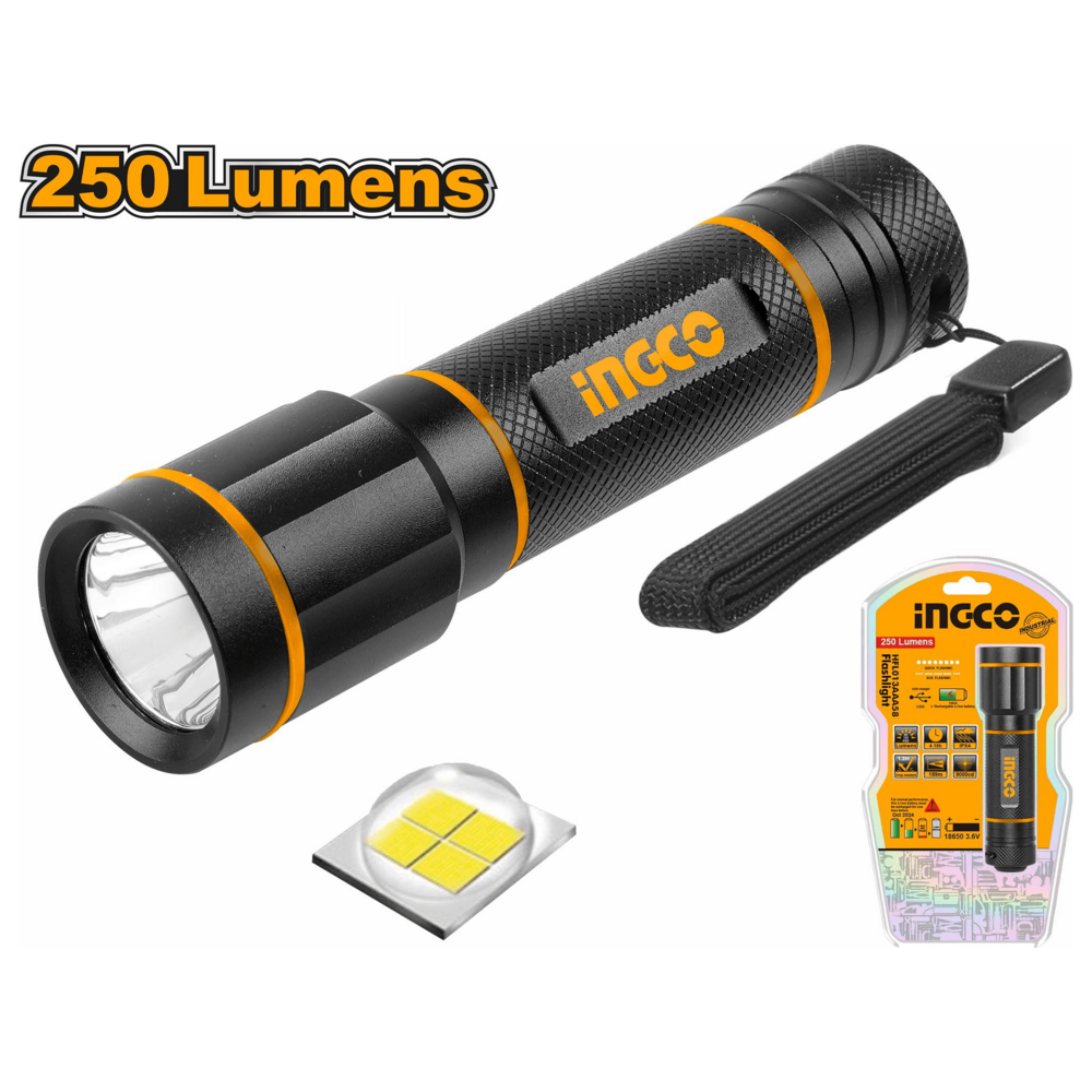 Ingco HFL013AAA58 Flashlight 250 lumens - KHM Megatools Corp. Main image