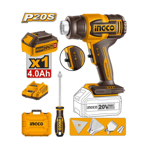 Ingco HGLI20065 Cordless Heat Gun 20V