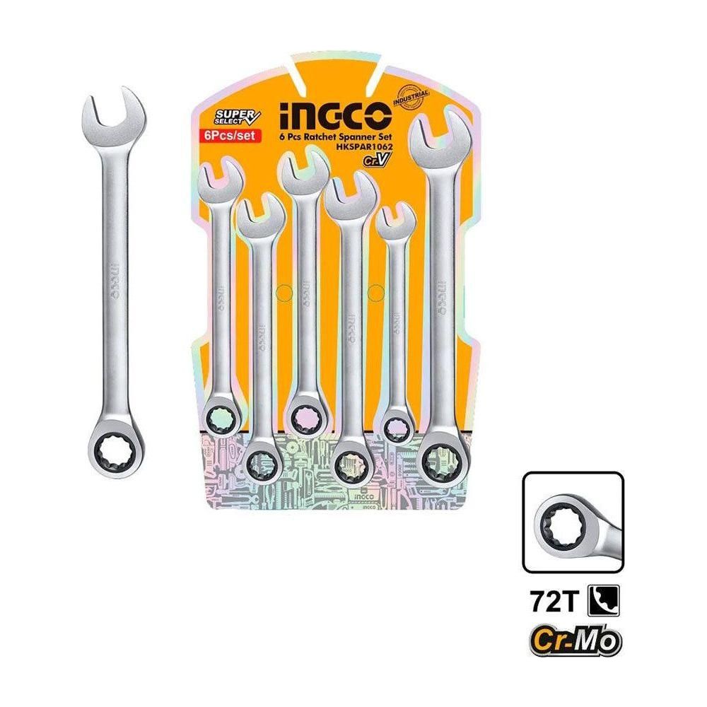 Ingco HKSPAR1062 Rachet Spanner 6Pcs Set - KHM Megatools Corp.