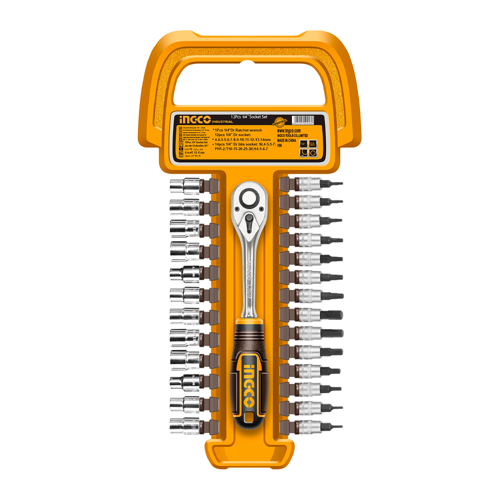 Ingco HKTS14271 1/4" Socket Bit Set 27Pcs | Ingco by KHM Megatools Corp. Main image