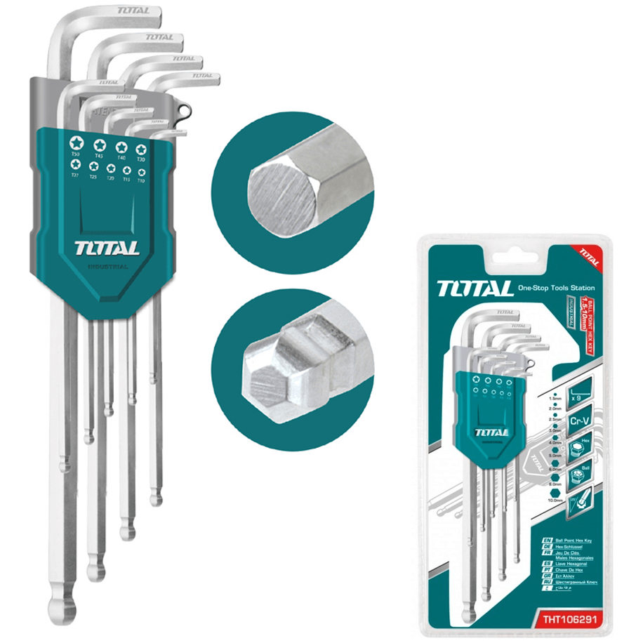 Total THT106291 Hex Allen Wrench Key - Ball End Set | Total by KHM Megatools Corp. Main image