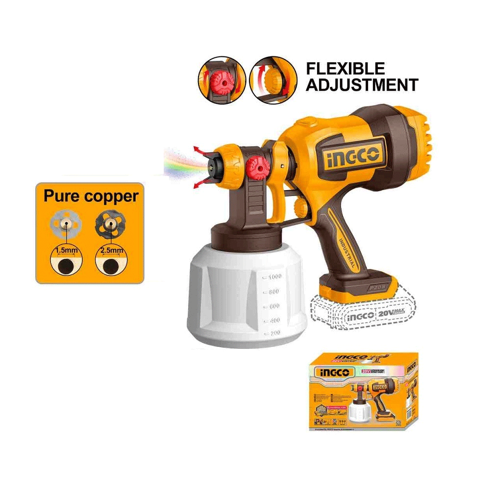 Ingco CSGLI2004 20V Cordless Paint Spray Gun (Bare)