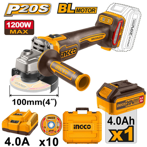 Ingco CAGLI2210031 Cordless Angle Grinder 1200W 20V