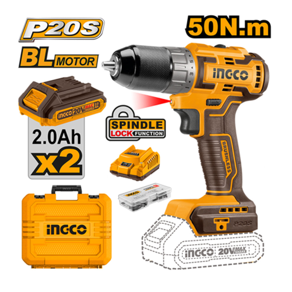 Ingco CDLI20508 LI-ION Brushless Cordless Drill 20V - ToolsSavvy.ph